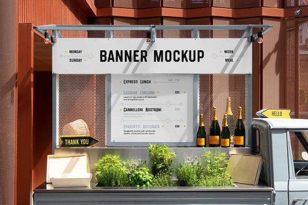 餐车移动摊位样机mockup