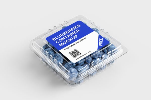 蓝莓透明塑料盒包装样机mockup3组