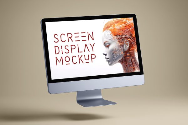 漂浮的iMac样机mockup