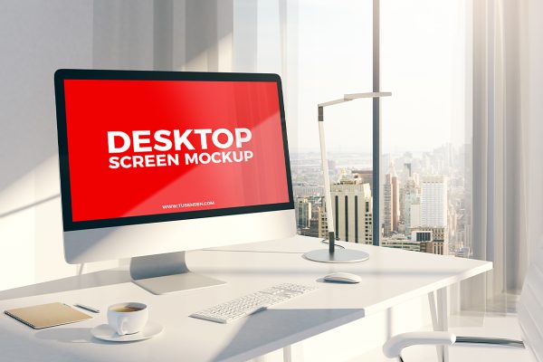 办公场景的iMac样机mockup