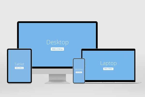 iMac、iPad、iPhone组合屏幕样机mockup