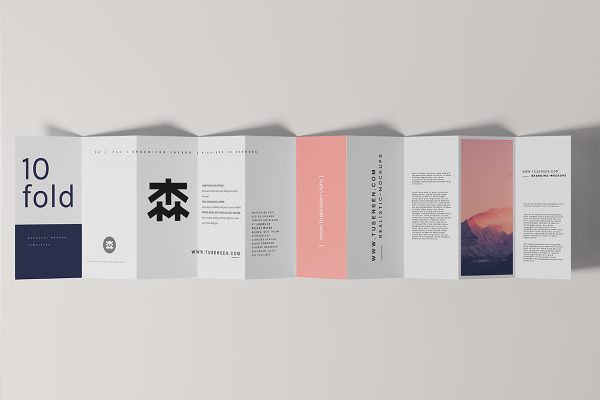 竖版折页十折页样机mockup8组