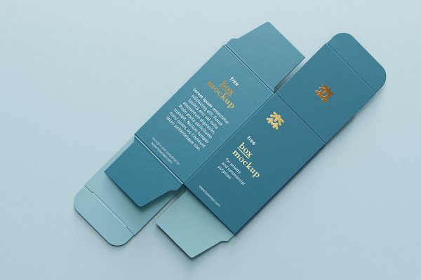 纸盒包装盒刀模刀版展开图样机mockup2组