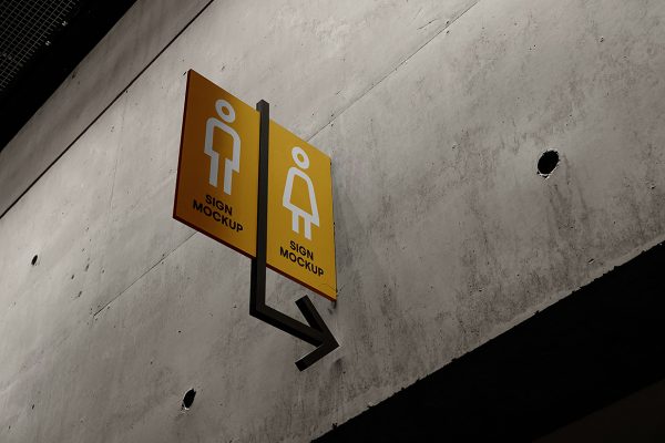 公共卫生间指示牌导视标识样机mockup