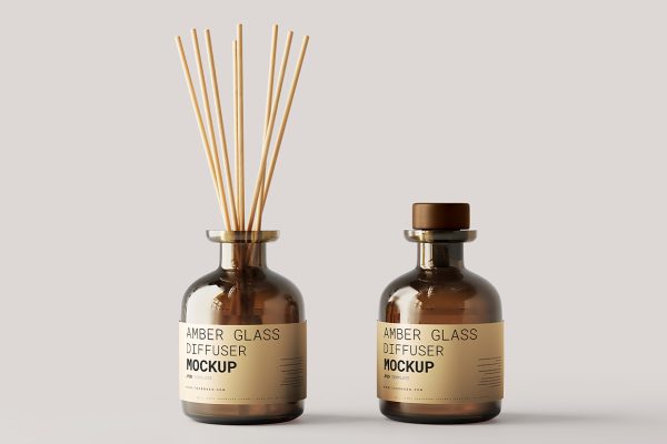 高质感玻璃瓶无火藤条香薰样机mockup5组