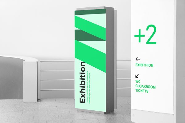 展馆展厅立式导视灯箱指示牌样机mockup