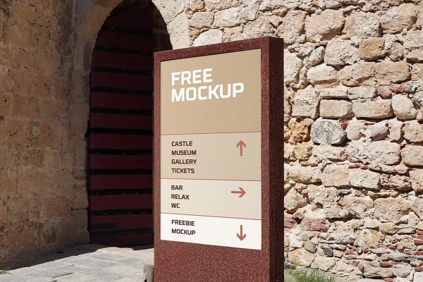 景区总索引木质导视牌指示牌样机mockup