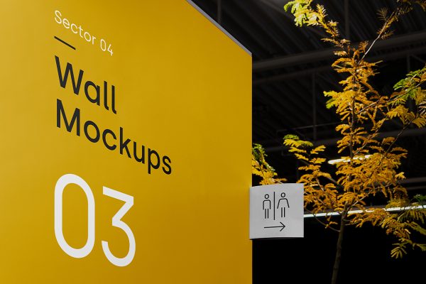 墙面式卫生间方向指示牌导视牌样机mockup