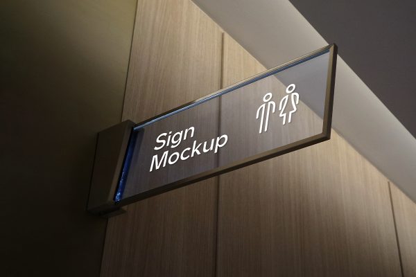 亚克力侧挂式卫生间洗手间导视牌样机mockup