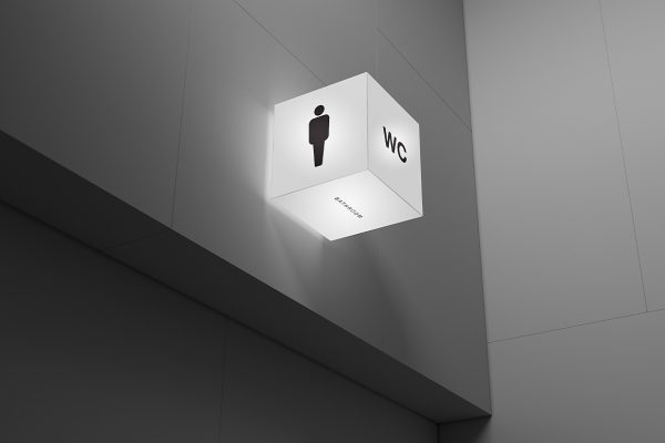 立体方块式卫生间洗手间导视牌样机mockup