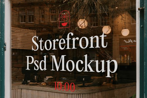 欧式复古店面橱窗玻璃贴LOGO贴样机mockup