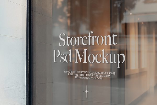 高档极简风店面橱窗玻璃贴LOGO贴样机mockup