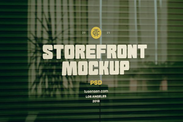 办公室工作室橱窗玻璃贴LOGO贴样机mockup