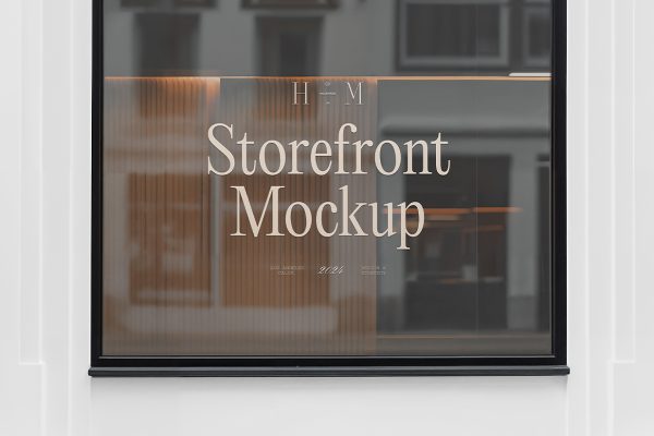 优雅的店面橱窗玻璃贴LOGO贴样机mockup