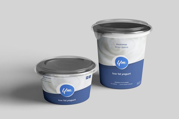 俩种规格的酸奶杯包装样机mockup7组