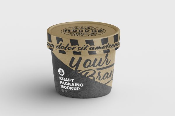 一次性纸筒纸碗甜品碗泡面桶包装样机mockup