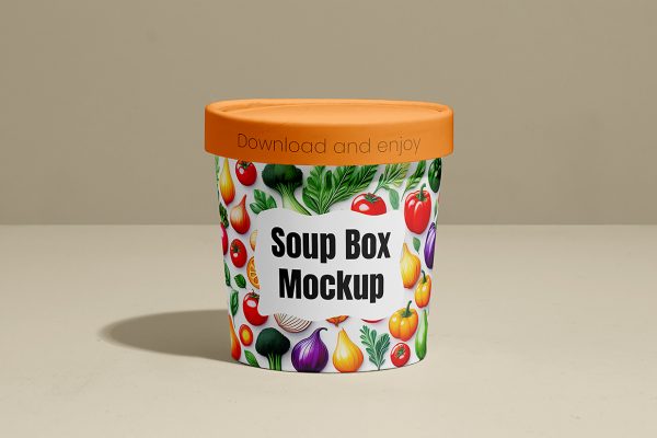 一次性外卖汤杯汤桶食品包装样机mockup