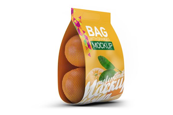 水果手提袋包装袋礼品袋样机mockup6组