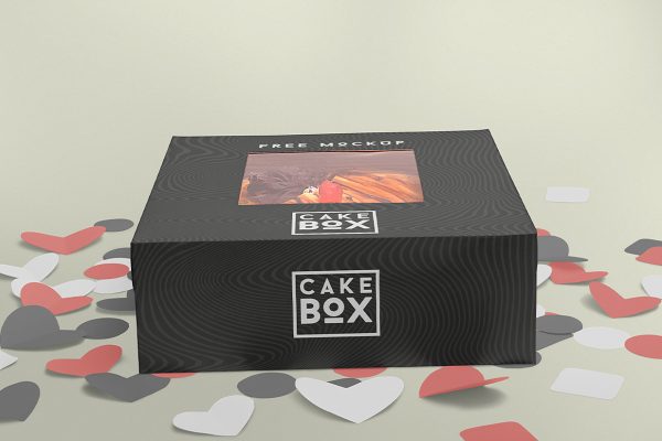 带透明开窗的蛋糕甜品包装纸盒样机mockup5组