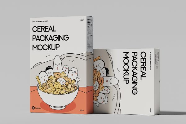 长方形食品包装纸盒麦片盒样机mockup