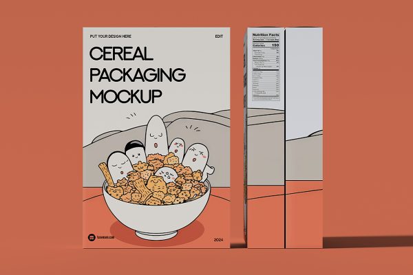 食品包装纸盒麦片盒样机mockup