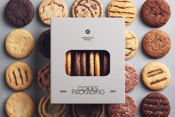 烘培食品开窗纸盒饼干盒包装样机mockup