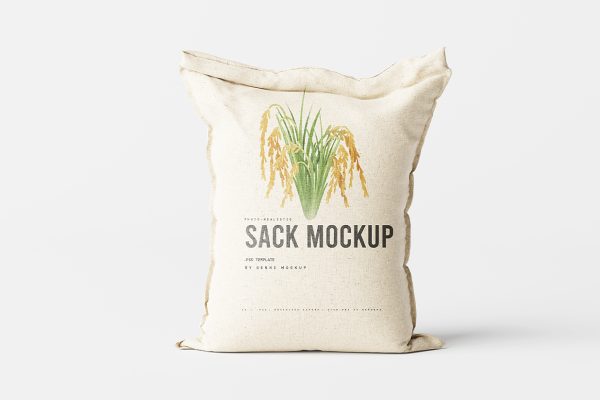 高质感麻布大米袋帆布袋包装样机mockup7组