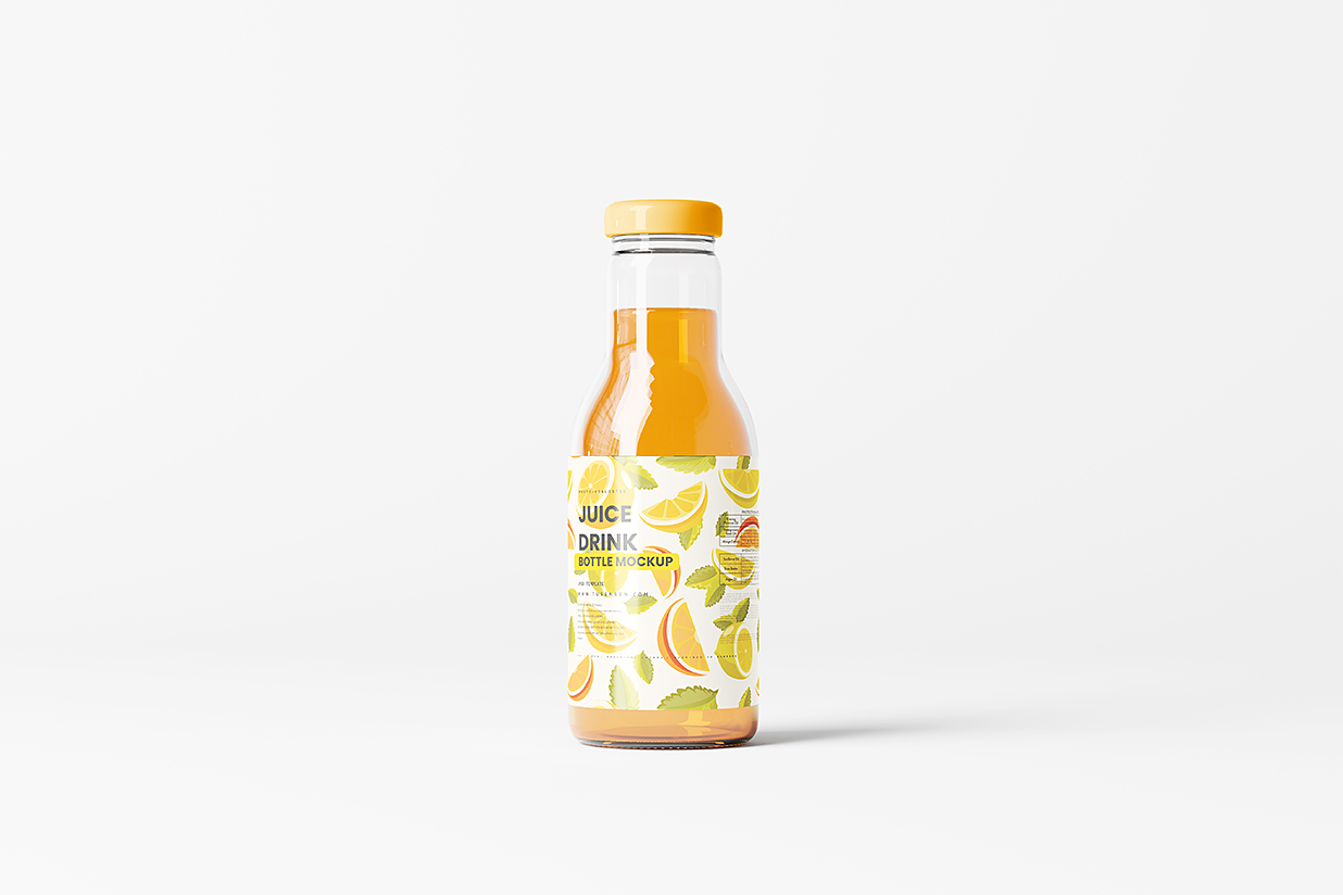 高质感透明玻璃果汁瓶包装样机mockup6组插图