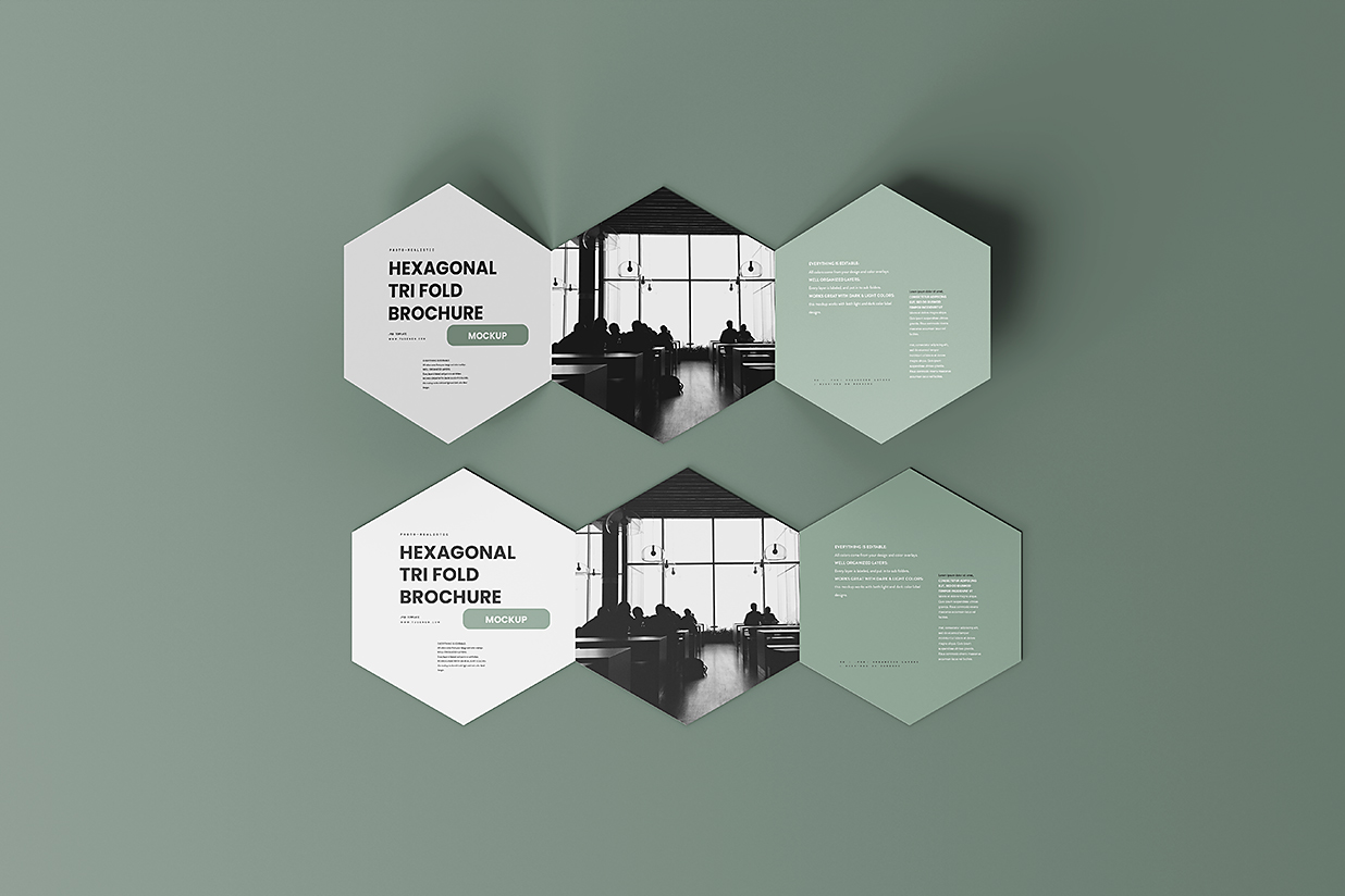 六边形三折页样机mockup7组插图