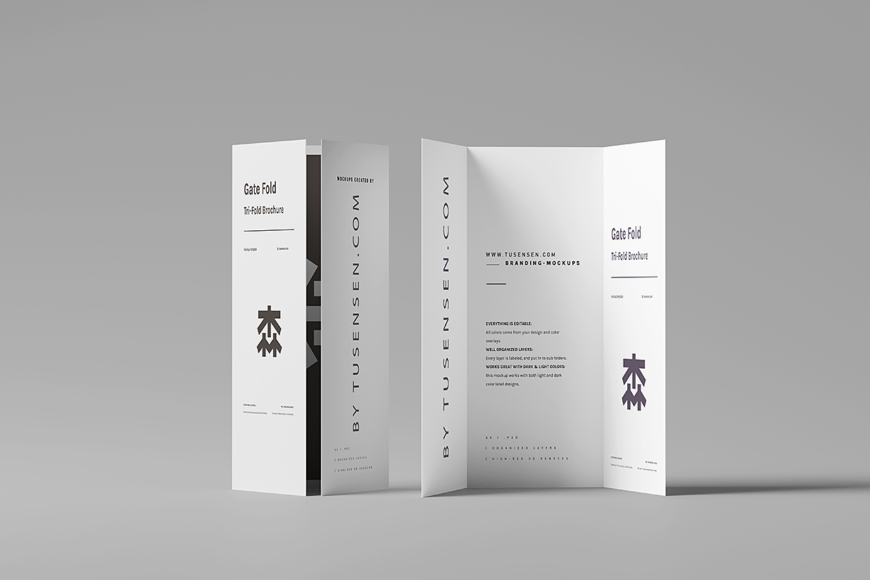 高质感折叠式三折页样机mockup8组插图