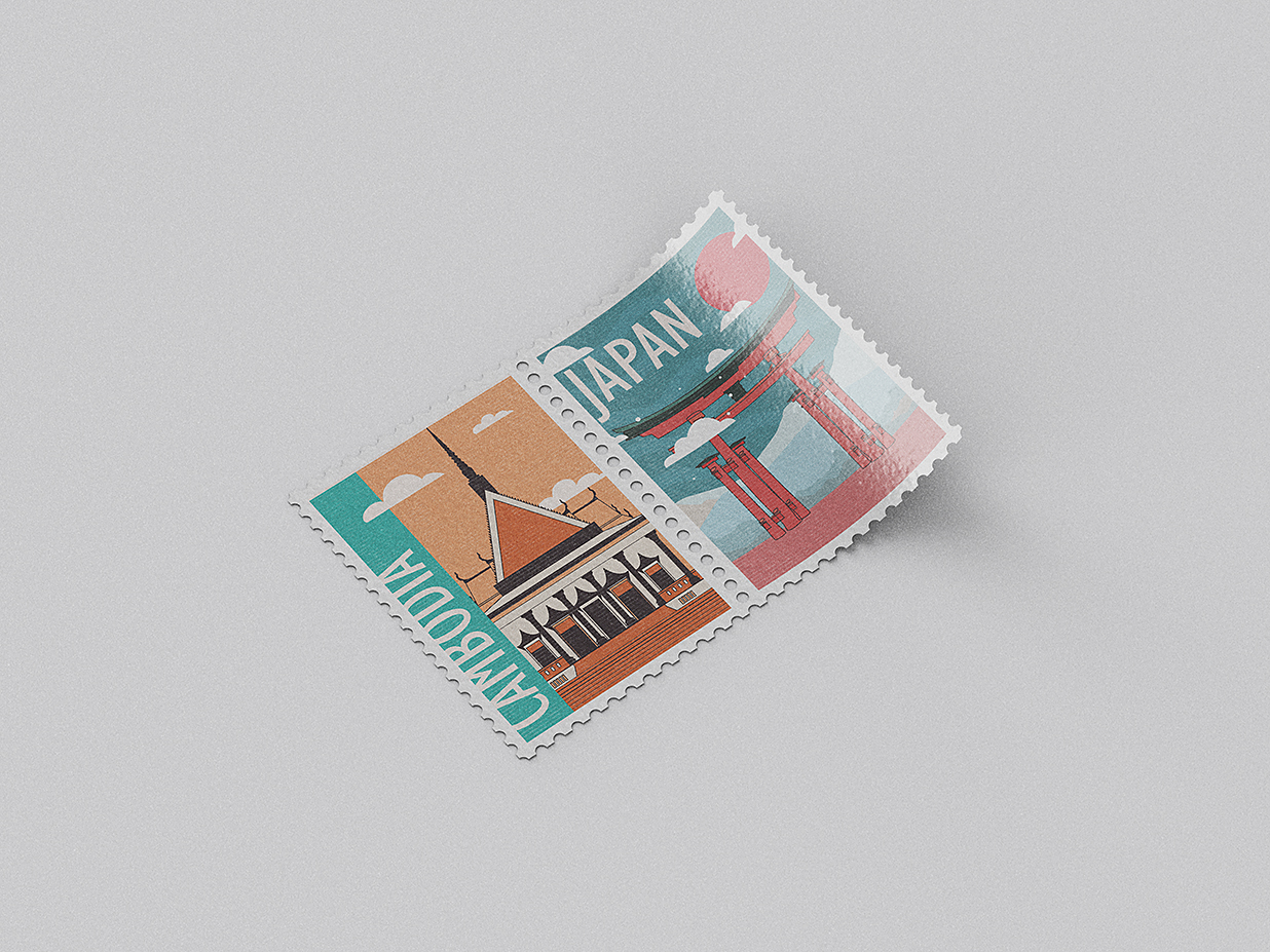 经典复古邮票样机mockup10组插图1