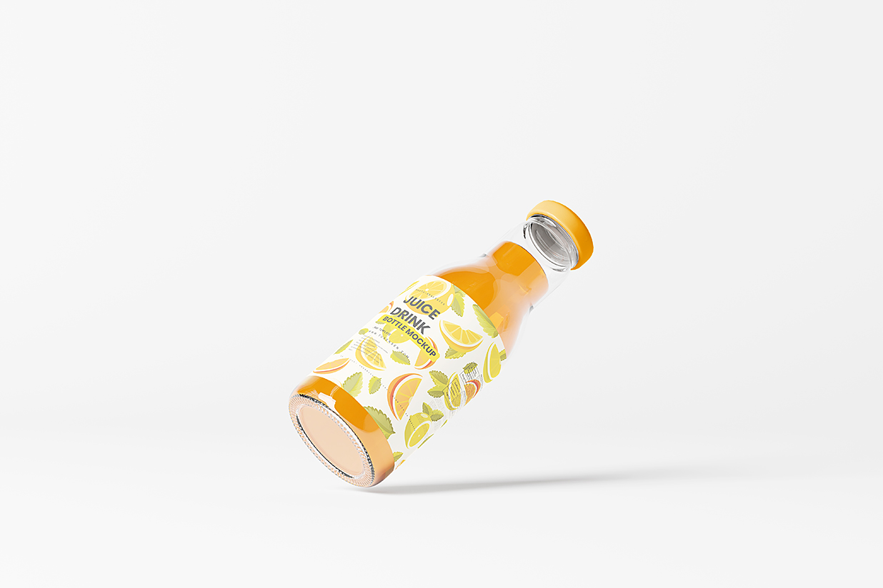 高质感透明玻璃果汁瓶包装样机mockup6组插图1
