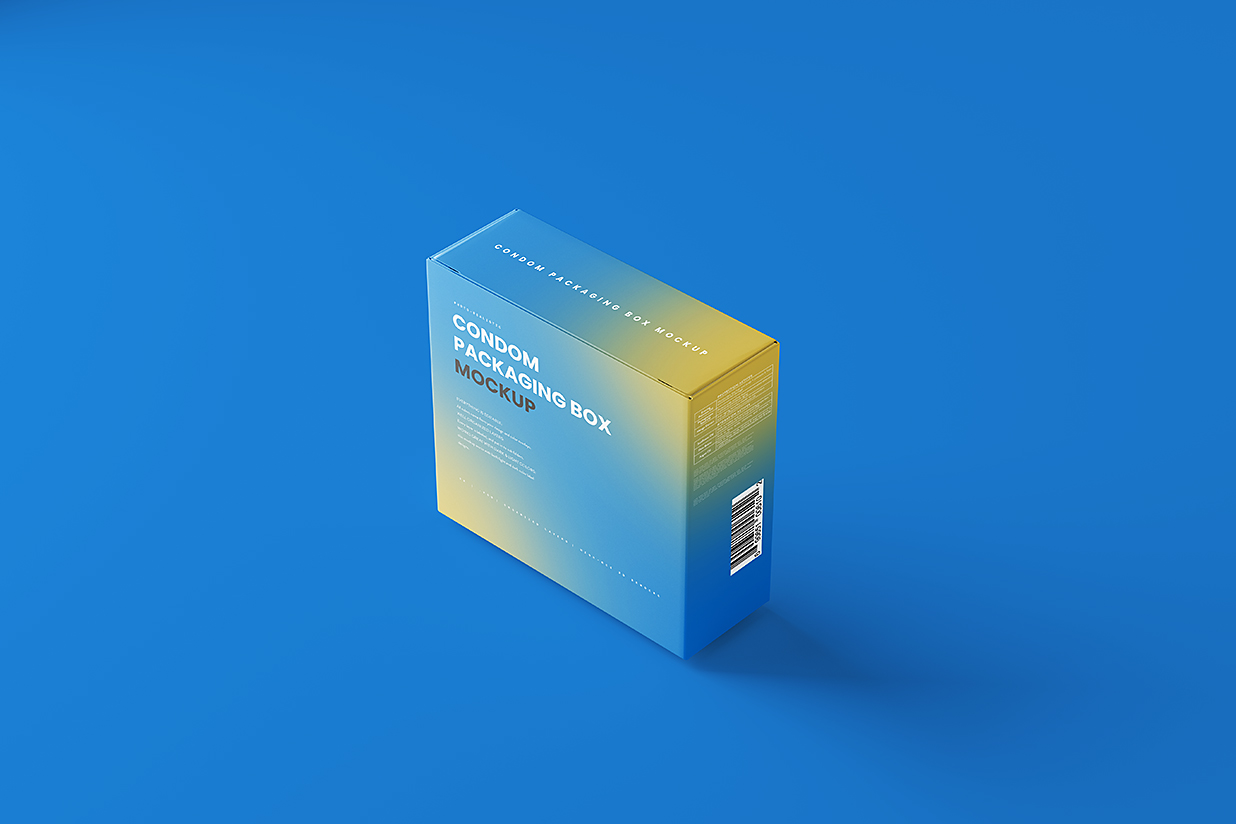带包装盒的安全套避孕套小袋包装样机mockup10组插图1