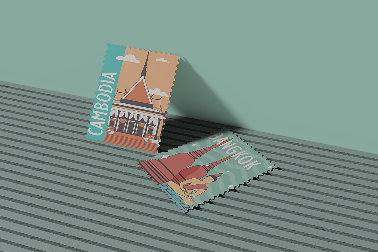 带场景的邮票样机mockup5组插图2
