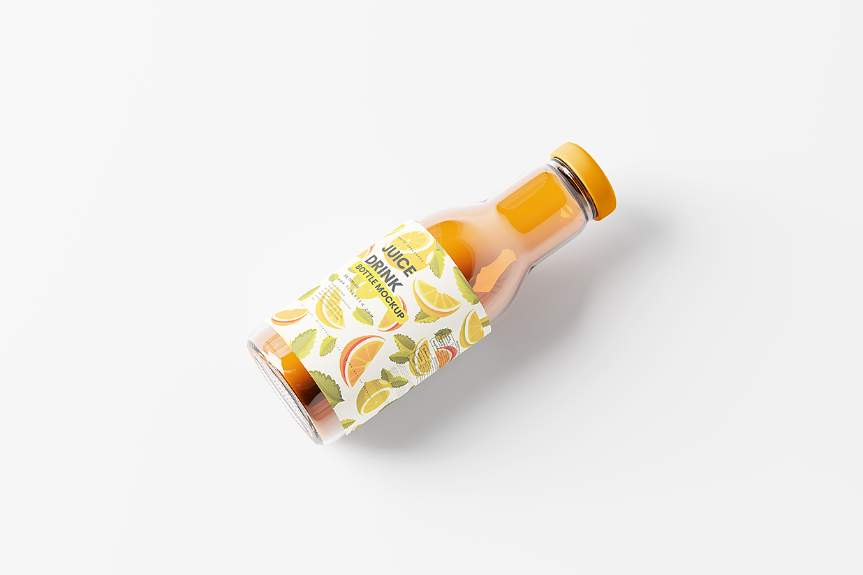 高质感透明玻璃果汁瓶包装样机mockup6组插图2