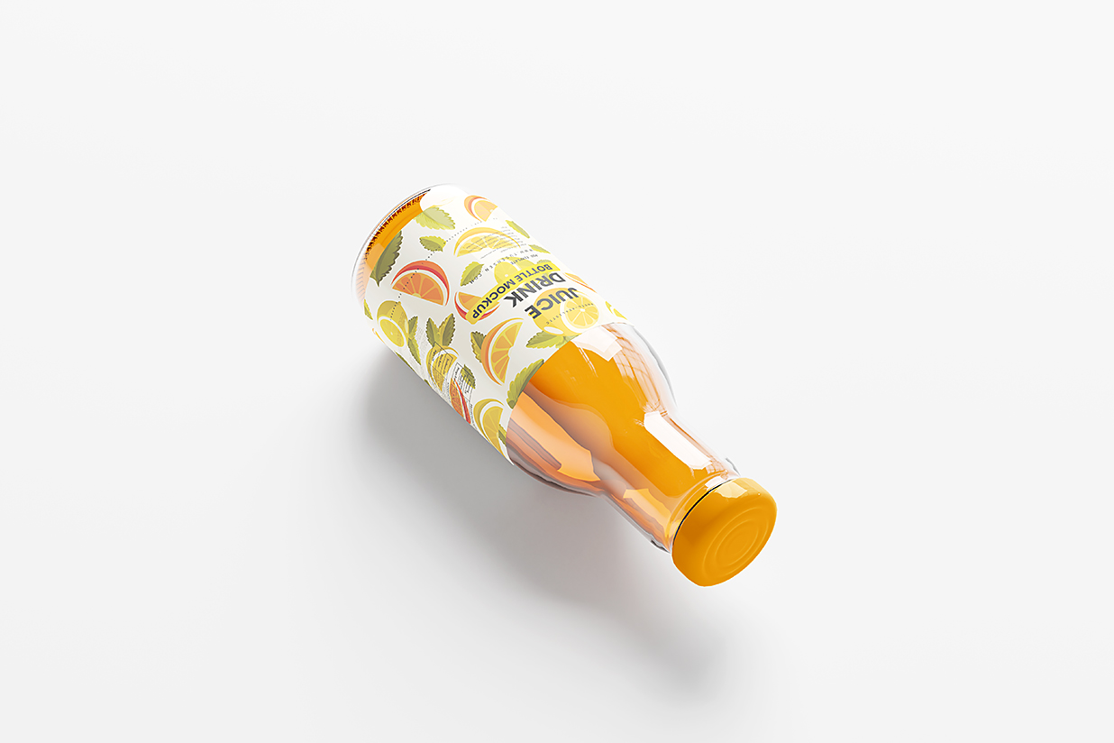 高质感透明玻璃果汁瓶包装样机mockup6组插图3