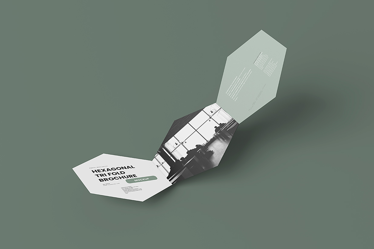 六边形三折页样机mockup7组插图4