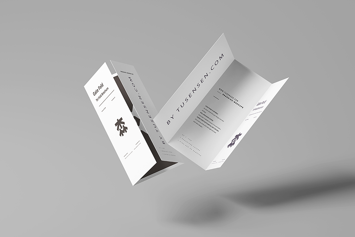 高质感折叠式三折页样机mockup8组插图5