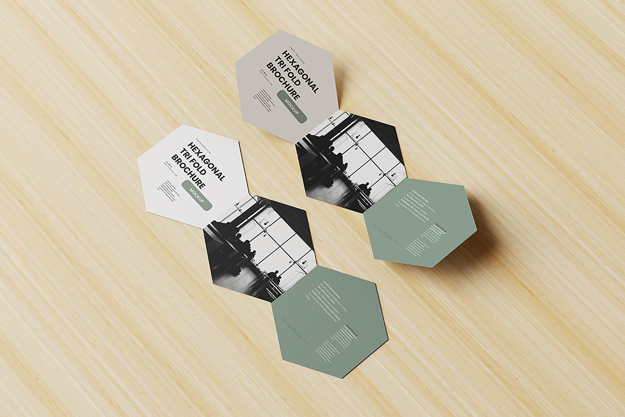六边形三折页样机mockup7组插图6