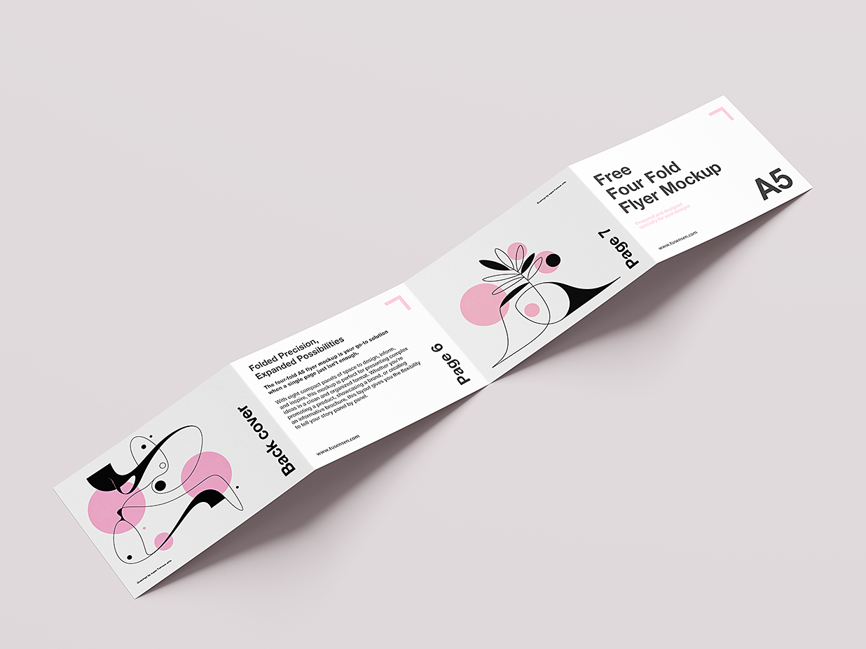 优雅的折页四折页样机mockup5组插图