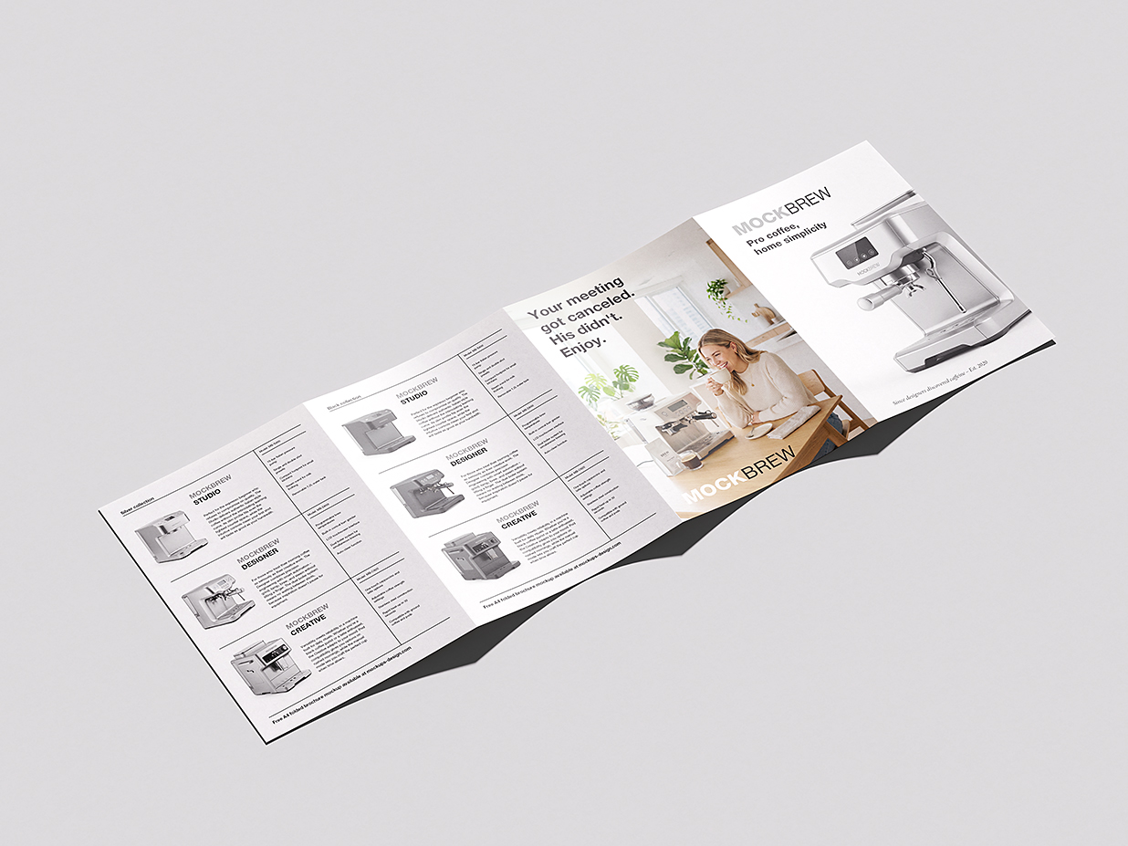 展开的折页四折页样机mockup4组插图