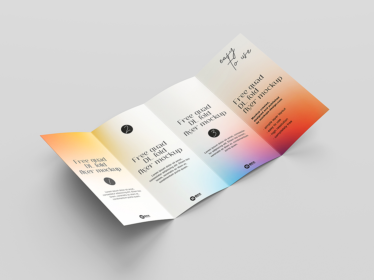 高质感竖版折页四折页样机mockup8组插图