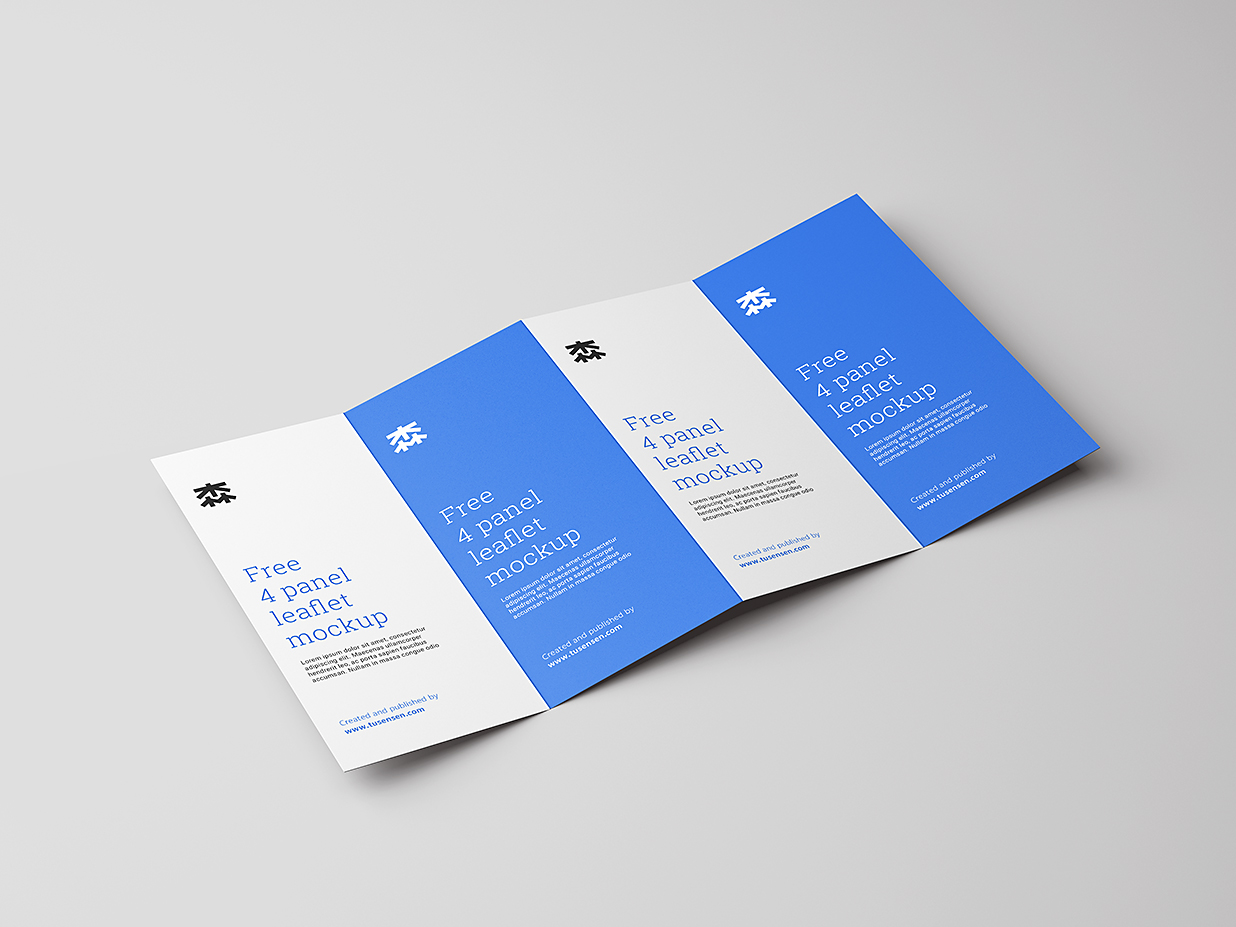 竖版折页四折页样机mockup4组插图