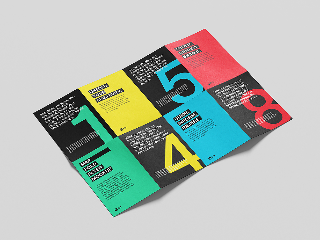 地图折叠折页样机mockup6组插图