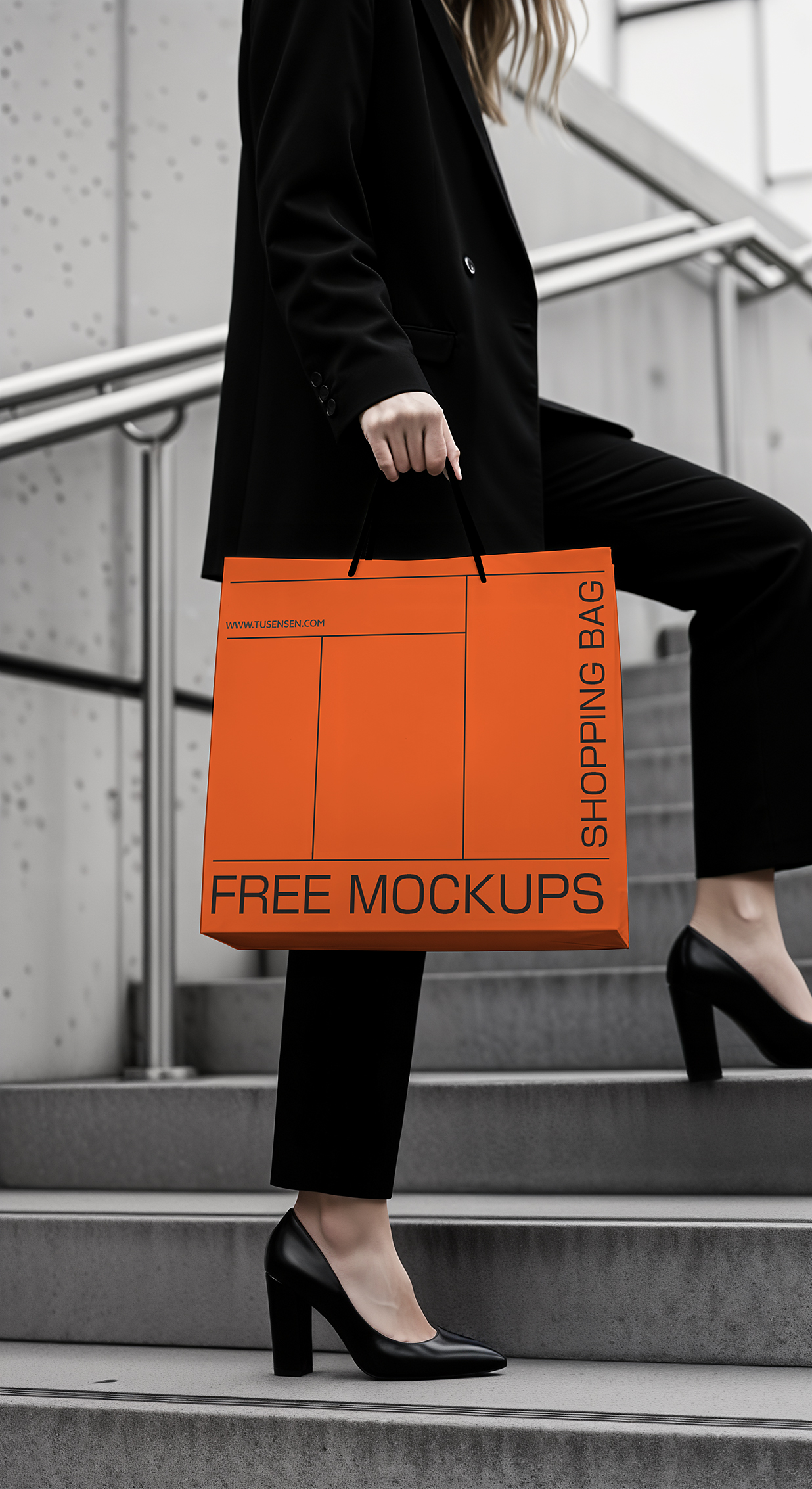 女人手提的购物袋手提袋纸袋样机mockup插图