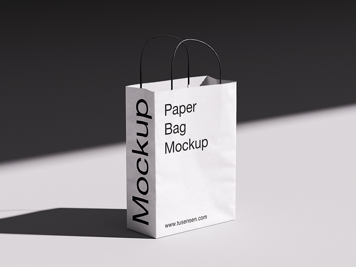 高质感纸袋手提袋购物袋样机mockup5组插图