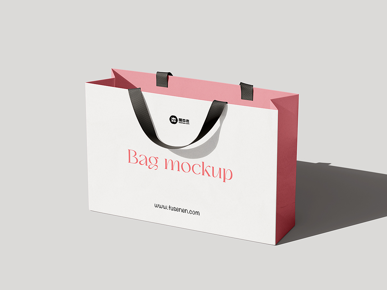 优雅的礼品袋纸袋手提袋购物袋样机mockup4组插图