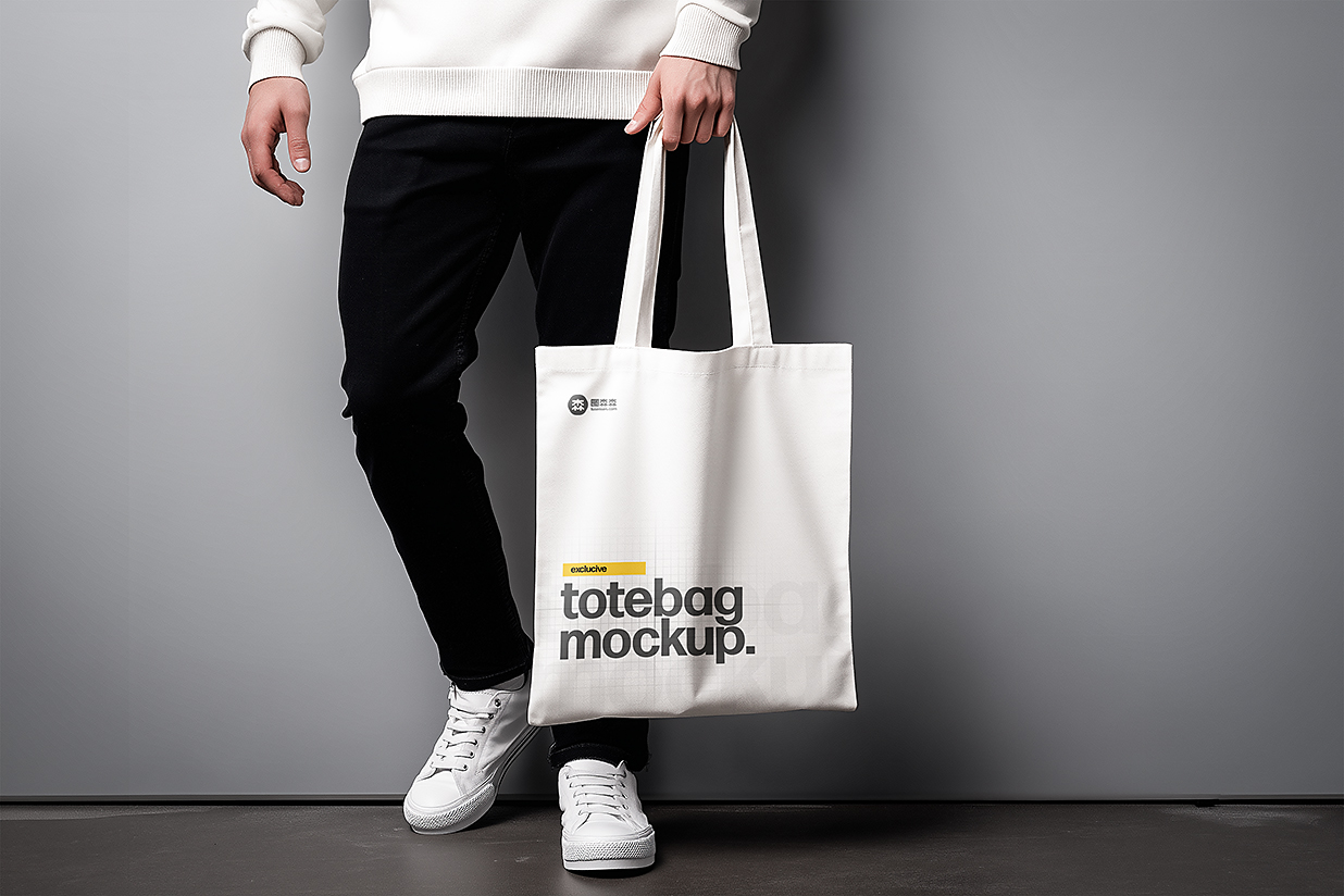 男人手提的帆布包帆布袋样机mockup插图