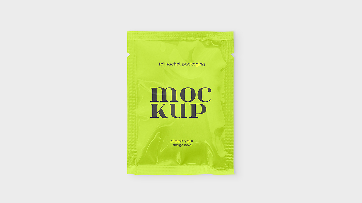 金属箔护肤品小袋样机mockup2组插图