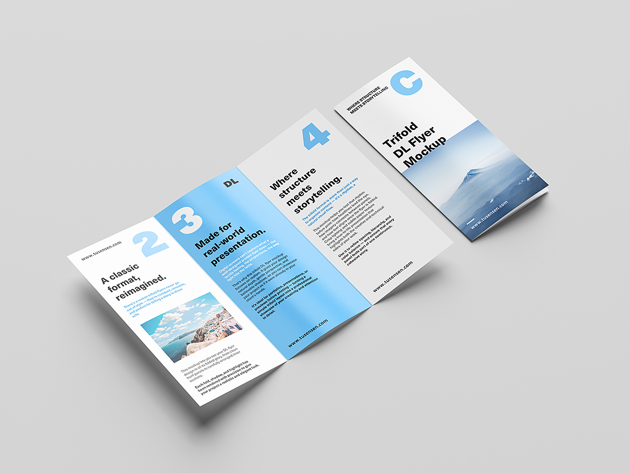 高质感折页三折页样机mockup5组插图